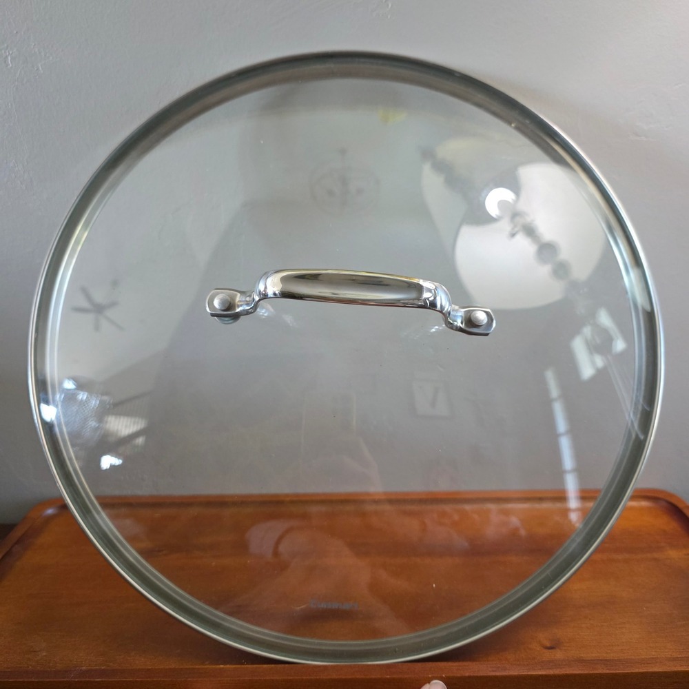Cuisinart 12 Inch Glass Lid Replacement Stainless Steel Rim Skillet Pan Cover